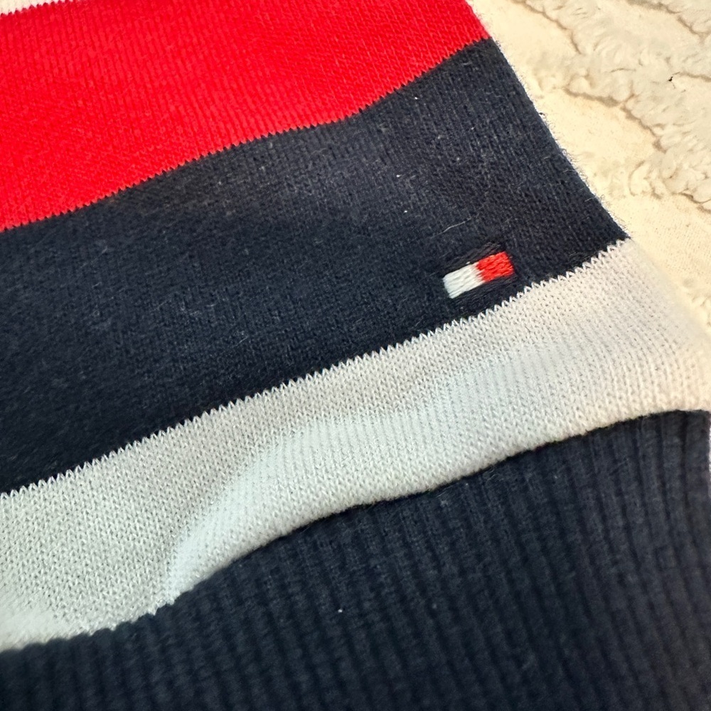 Tommy Hilfiger Red White Blue Stripe Zip Hoodie Classic Preppy Size Medium - Picture 14 of 16